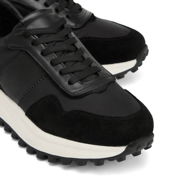 Siyah Deri-Tekstil Erkek Sneaker - E26I1AY57586-A01 - 3