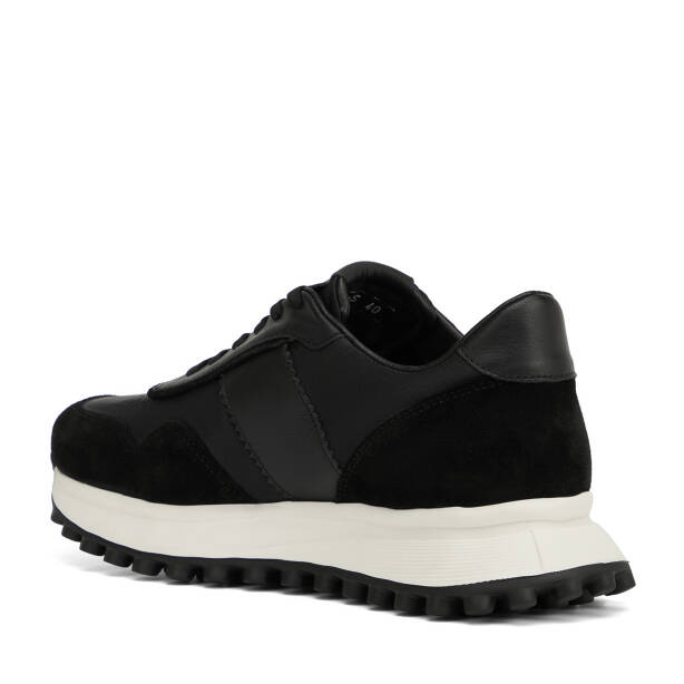 Siyah Deri-Tekstil Erkek Sneaker - E26I1AY57586-A01 - 4