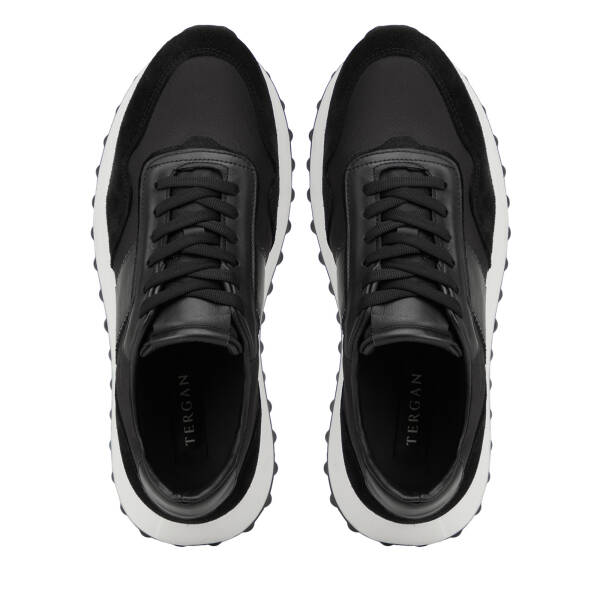 Siyah Deri-Tekstil Erkek Sneaker - E26I1AY57586-A01 - 5