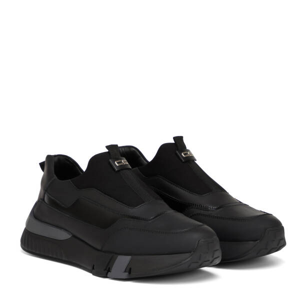 Siyah Deri-Tekstil Erkek Sneaker - E26S1AY57817-K0N - 2