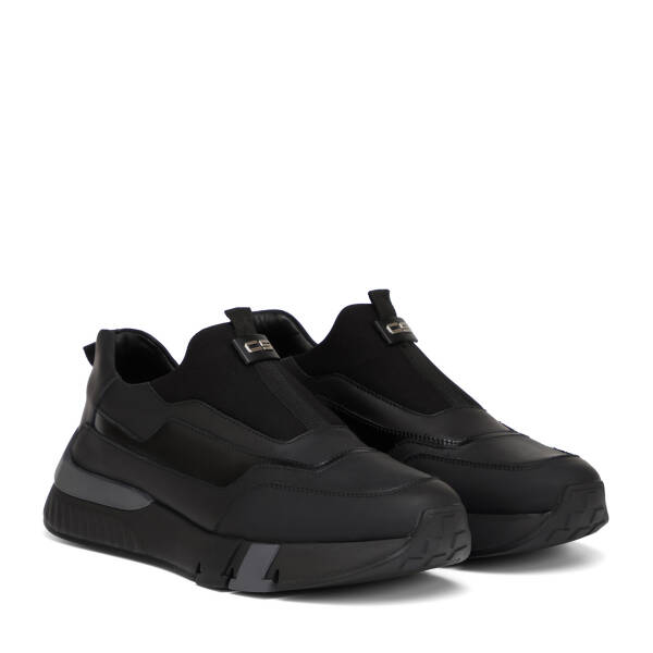 Siyah Deri-Tekstil Erkek Sneaker - E26S1AY57817-K0N - 2