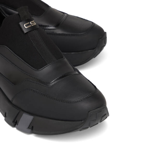 Siyah Deri-Tekstil Erkek Sneaker - E26S1AY57817-K0N - 3