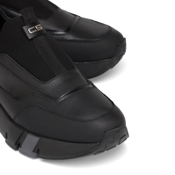 Siyah Deri-Tekstil Erkek Sneaker - E26S1AY57817-K0N - 3
