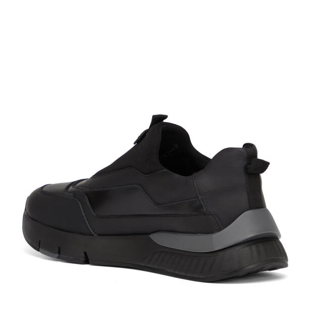 Siyah Deri-Tekstil Erkek Sneaker - E26S1AY57817-K0N - 4