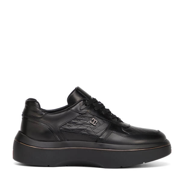 Siyah Deri-Tekstil Erkek Sneaker - E26S1AY57827-K0N 