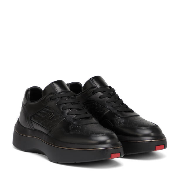 Siyah Deri-Tekstil Erkek Sneaker - E26S1AY57827-K0N - 2