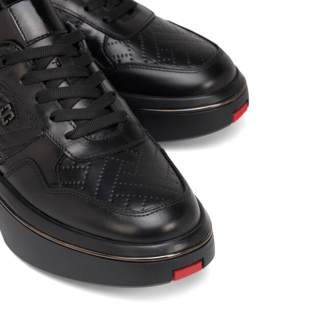 Siyah Deri-Tekstil Erkek Sneaker - E26S1AY57827-K0N - 3