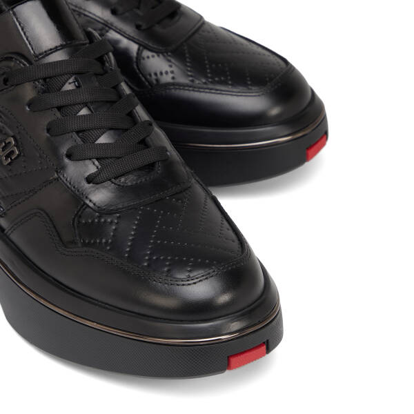 Siyah Deri-Tekstil Erkek Sneaker - E26S1AY57827-K0N - 3