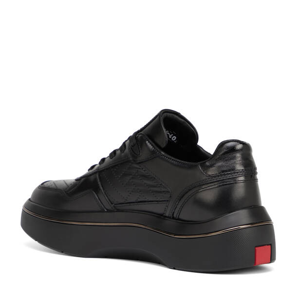 Siyah Deri-Tekstil Erkek Sneaker - E26S1AY57827-K0N - 4