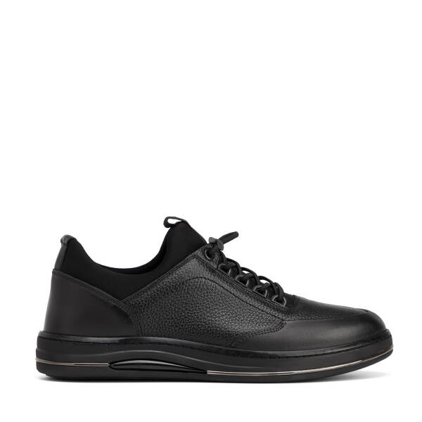 Siyah Deri-Tekstil Erkek Sneaker - E26S1AY57831-A23 - 1