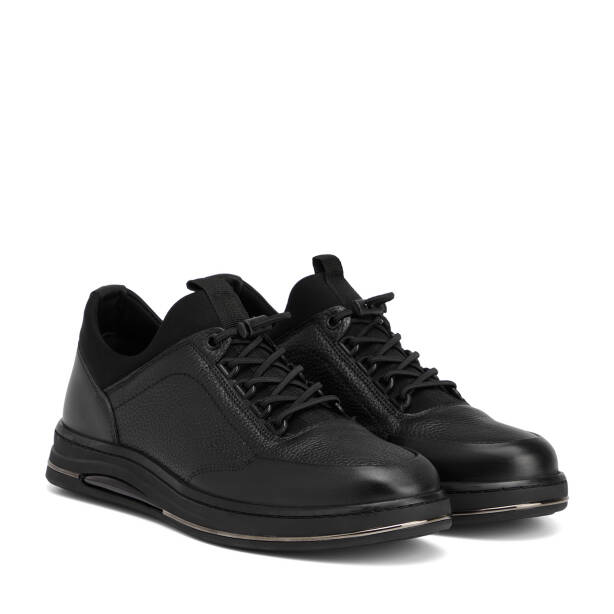 Siyah Deri-Tekstil Erkek Sneaker - E26S1AY57831-A23 - 2