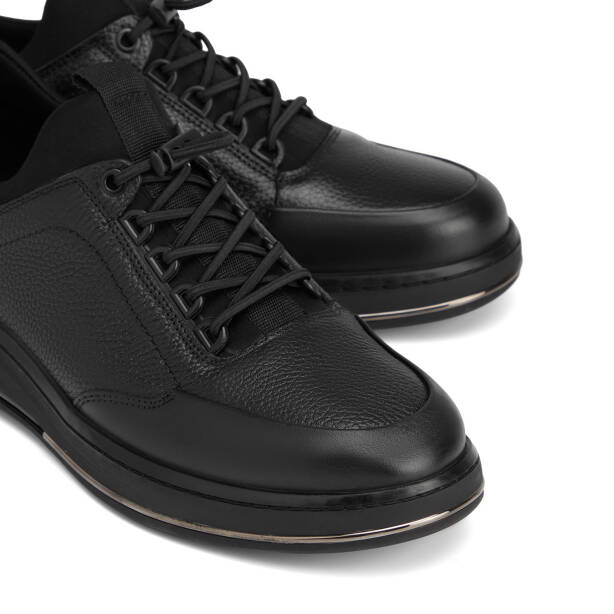 Siyah Deri-Tekstil Erkek Sneaker - E26S1AY57831-A23 - 3