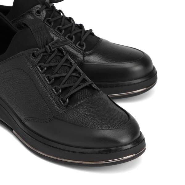 Siyah Deri-Tekstil Erkek Sneaker - E26S1AY57831-A23 - 3