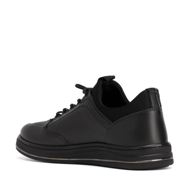 Siyah Deri-Tekstil Erkek Sneaker - E26S1AY57831-A23 - 4
