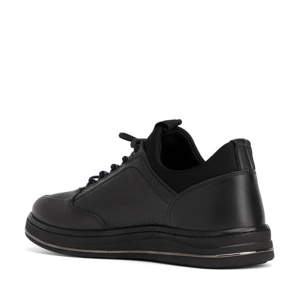 Siyah Deri-Tekstil Erkek Sneaker - E26S1AY57831-A23 - 4