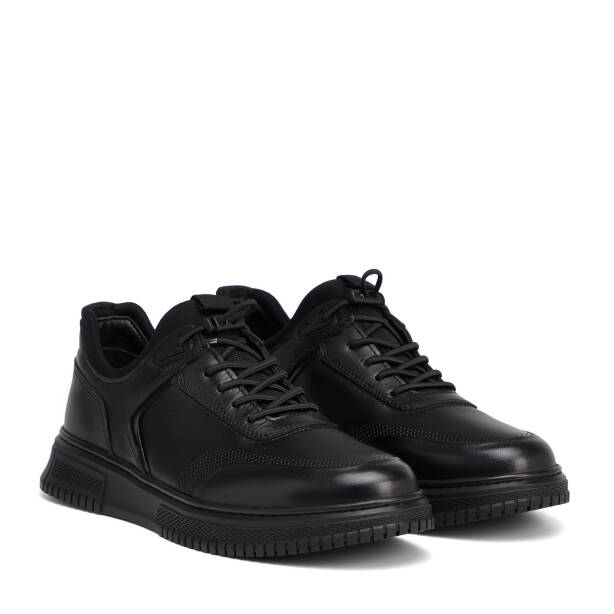 Siyah Deri-Tekstil Erkek Sneaker - E26S1AY57836-A23 - 2