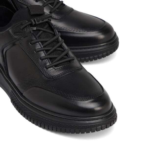 Siyah Deri-Tekstil Erkek Sneaker - E26S1AY57836-A23 - 3