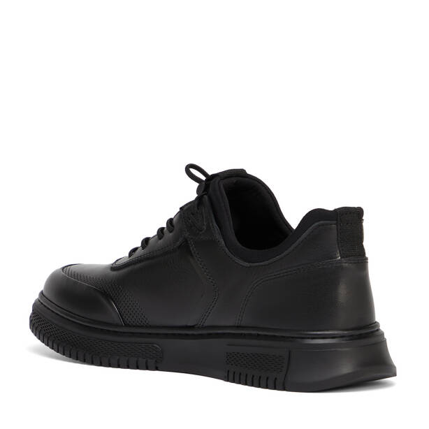 Siyah Deri-Tekstil Erkek Sneaker - E26S1AY57836-A23 - 4