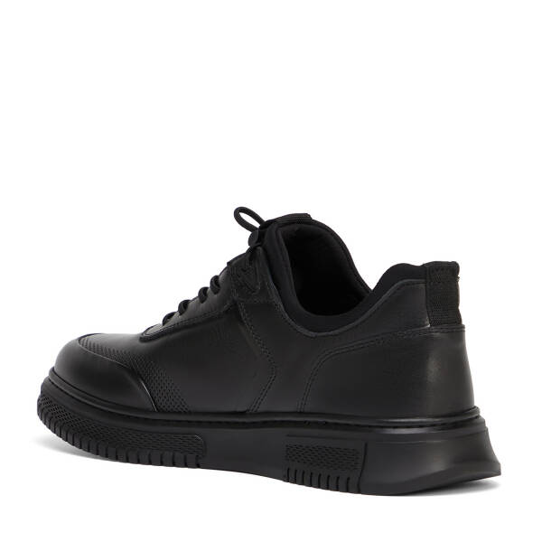 Siyah Deri-Tekstil Erkek Sneaker - E26S1AY57836-A23 - 4