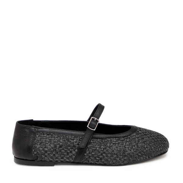 Siyah Deri - Tekstil Kadın Babet - K25I1BB68078-I46 - 1