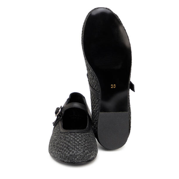 Siyah Deri - Tekstil Kadın Babet - K25I1BB68078-I46 - 4