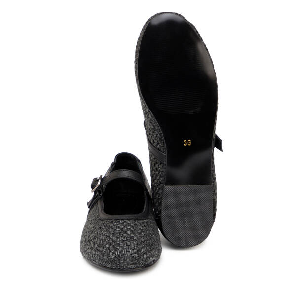 Siyah Deri - Tekstil Kadın Babet - K25I1BB68078-I46 - 4