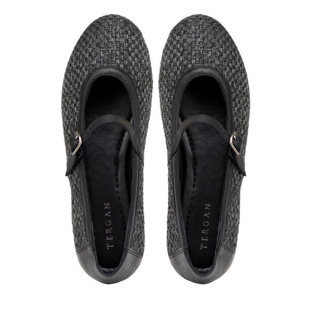 Siyah Deri - Tekstil Kadın Babet - K25I1BB68078-I46 - 5