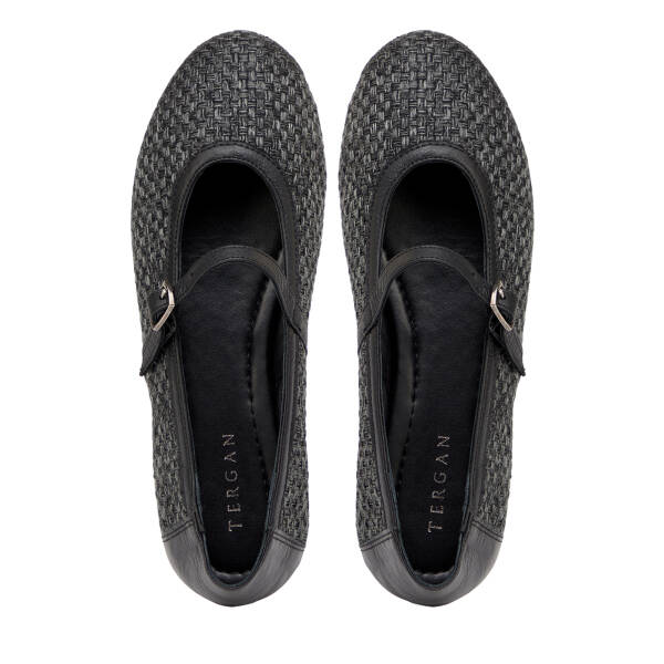 Siyah Deri - Tekstil Kadın Babet - K25I1BB68078-I46 - 5