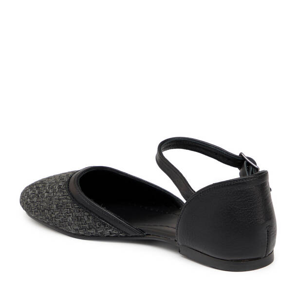 Siyah Deri - Tekstil Kadın Babet - K25Y1BB68079-A23 - 3