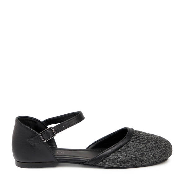 Siyah Deri - Tekstil Kadın Babet - K25Y1BB68079-A23 - 1