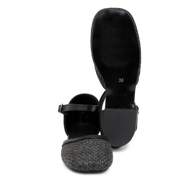 Siyah Deri - Tekstil Kadın Babet - K25Y1BB68079-A23 - 4