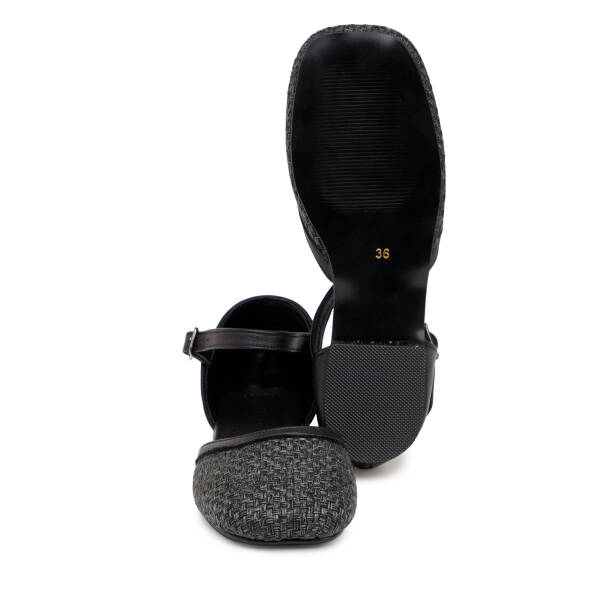 Siyah Deri - Tekstil Kadın Babet - K25Y1BB68079-A23 - 4