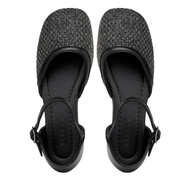 Siyah Deri - Tekstil Kadın Babet - K25Y1BB68079-A23 - 5