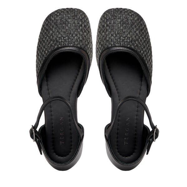 Siyah Deri - Tekstil Kadın Babet - K25Y1BB68079-A23 - 5