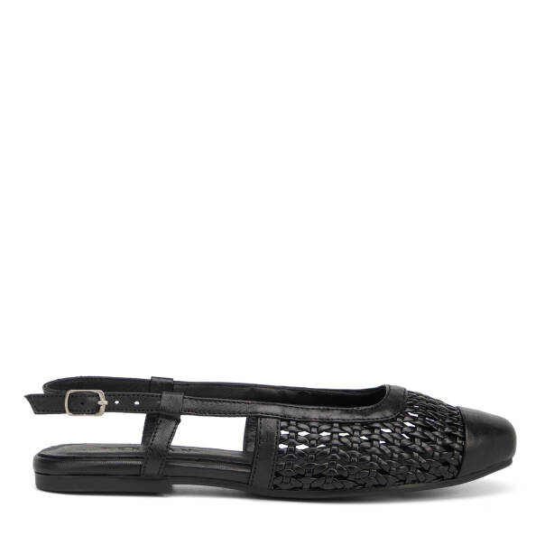 Siyah Deri-Tekstil Kadın Babet - K26I1BB68438-A23 - 1