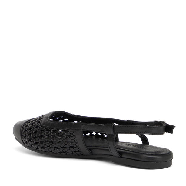 Siyah Deri-Tekstil Kadın Babet - K26I1BB68438-A23 - 4
