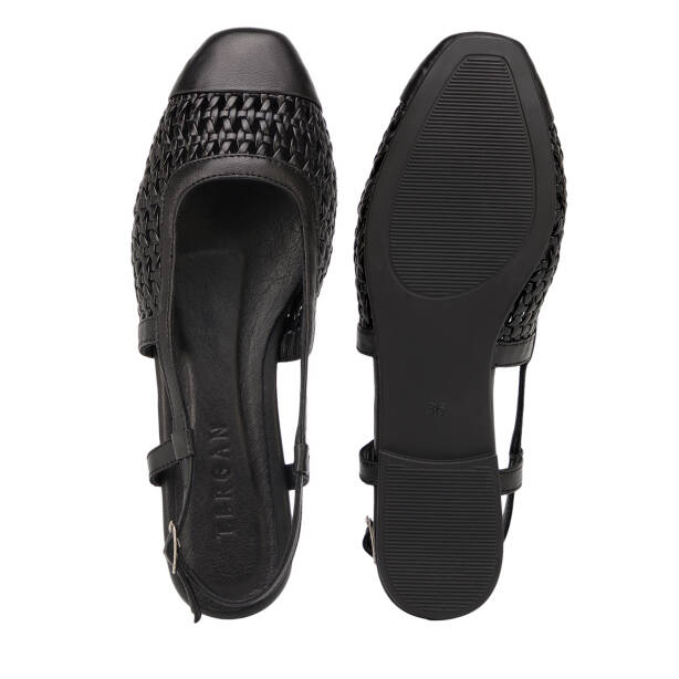 Siyah Deri-Tekstil Kadın Babet - K26I1BB68438-A23 - 6
