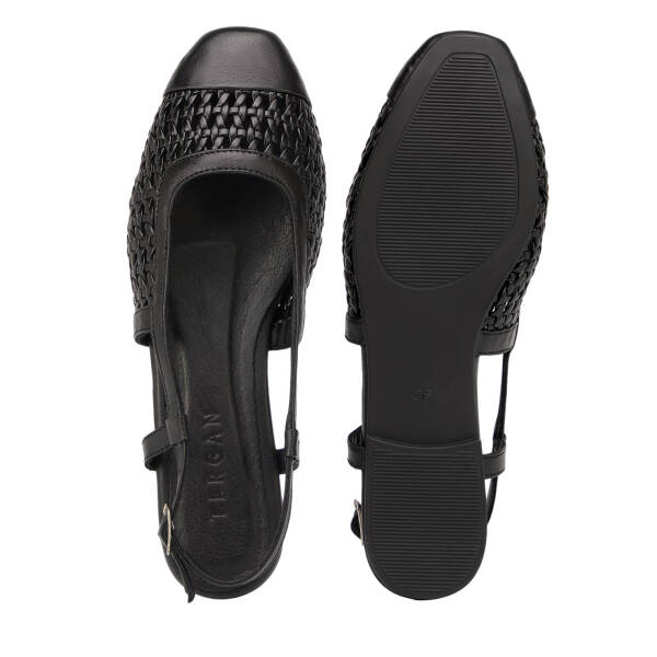 Siyah Deri-Tekstil Kadın Babet - K26I1BB68438-A23 - 6