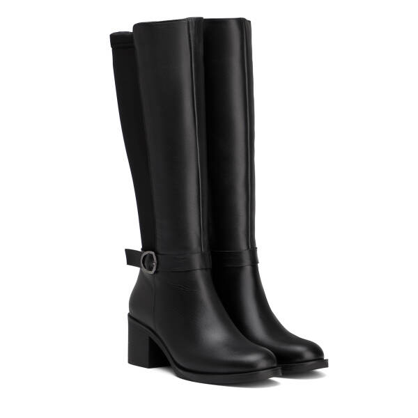 Siyah Deri-Tekstil Kadın Çizme - K26K1CM68766-A23 - 2