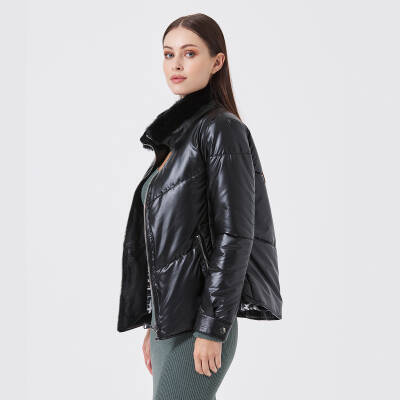 Siyah Deri - Tekstil Kadın Deri Mont - K23KDM320414-Q7W - 3