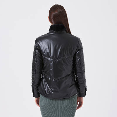 Siyah Deri - Tekstil Kadın Deri Mont - K23KDM320414-Q7W - 4