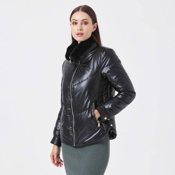 Siyah Deri - Tekstil Kadın Deri Mont - K23KDM320414-Q7W - 2