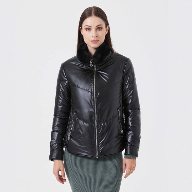 Siyah Deri - Tekstil Kadın Deri Mont - K23KDM320414-Q7W - 5