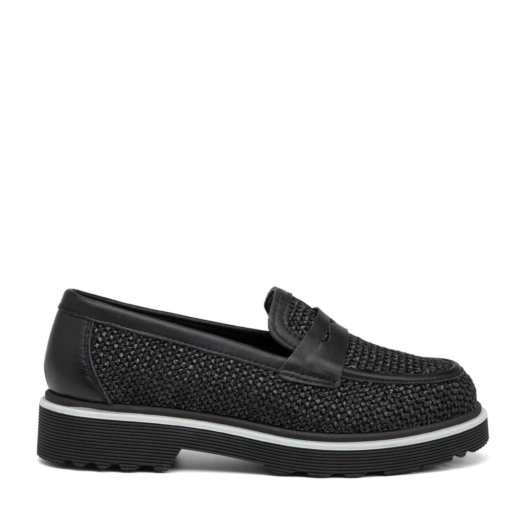 Siyah Deri-Tekstil Kadın Loafer - K26I1AY68414-V2O
