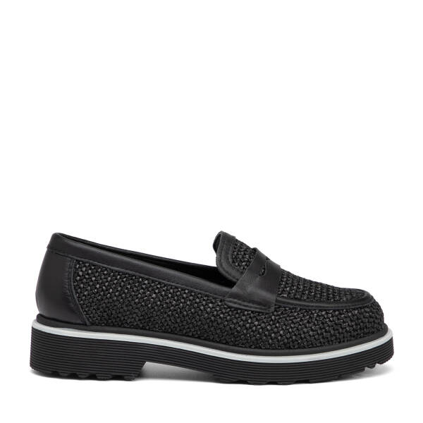 Siyah Deri-Tekstil Kadın Loafer - K26I1AY68414-V2O - 1