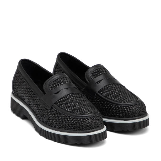 Siyah Deri-Tekstil Kadın Loafer - K26I1AY68414-V2O - 2