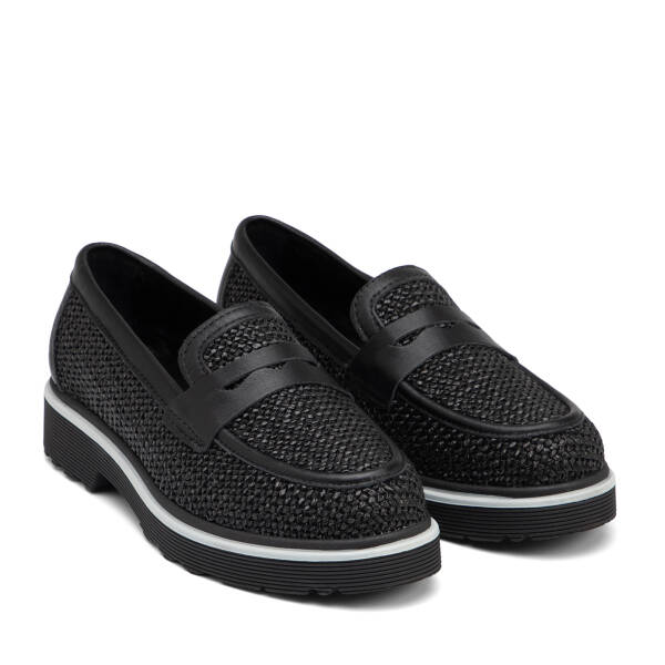 Siyah Deri-Tekstil Kadın Loafer - K26I1AY68414-V2O - 2