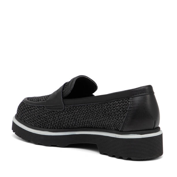 Siyah Deri-Tekstil Kadın Loafer - K26I1AY68414-V2O - 4