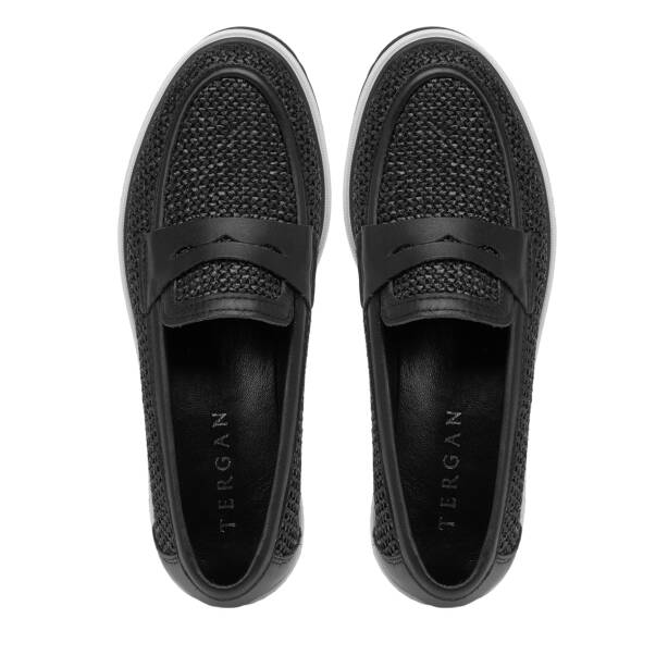 Siyah Deri-Tekstil Kadın Loafer - K26I1AY68414-V2O - 5