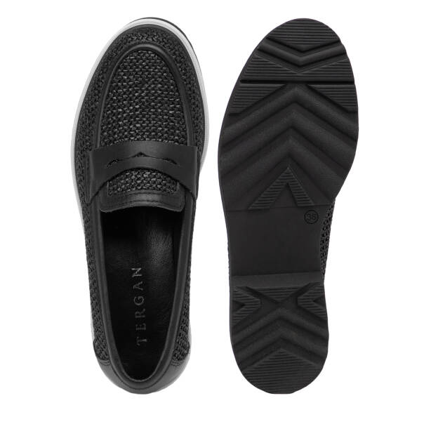 Siyah Deri-Tekstil Kadın Loafer - K26I1AY68414-V2O - 6